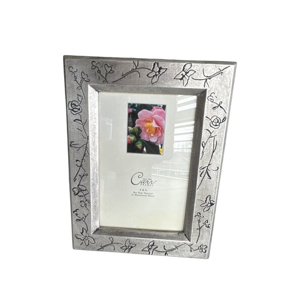 Burnes Of Boston Silver Etched Floral 4x6 Photo Frame Vertical/Horizontal  1999 - Picture 5 of 5